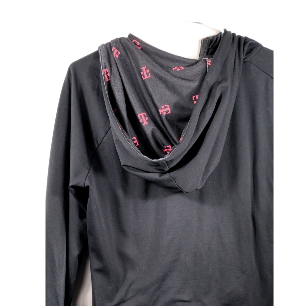 T-Mobile Womens Medium Full Zip Hoodie Polyester Black Magenta Thumbhole Logo - Picture 11 of 11